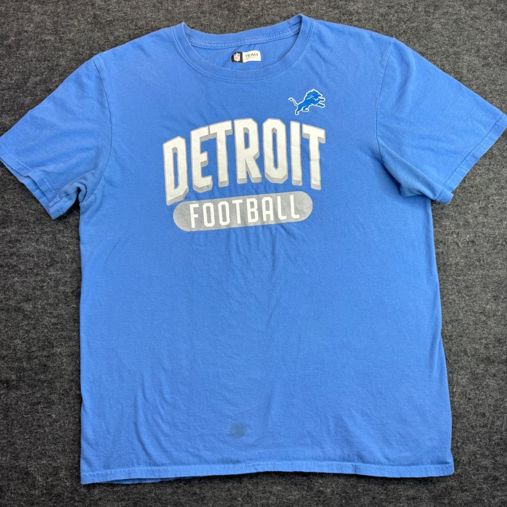 NFL‎ Detroit Lions T-Shirt Mens Medium Blue Detroit Football Graphic Tee READ